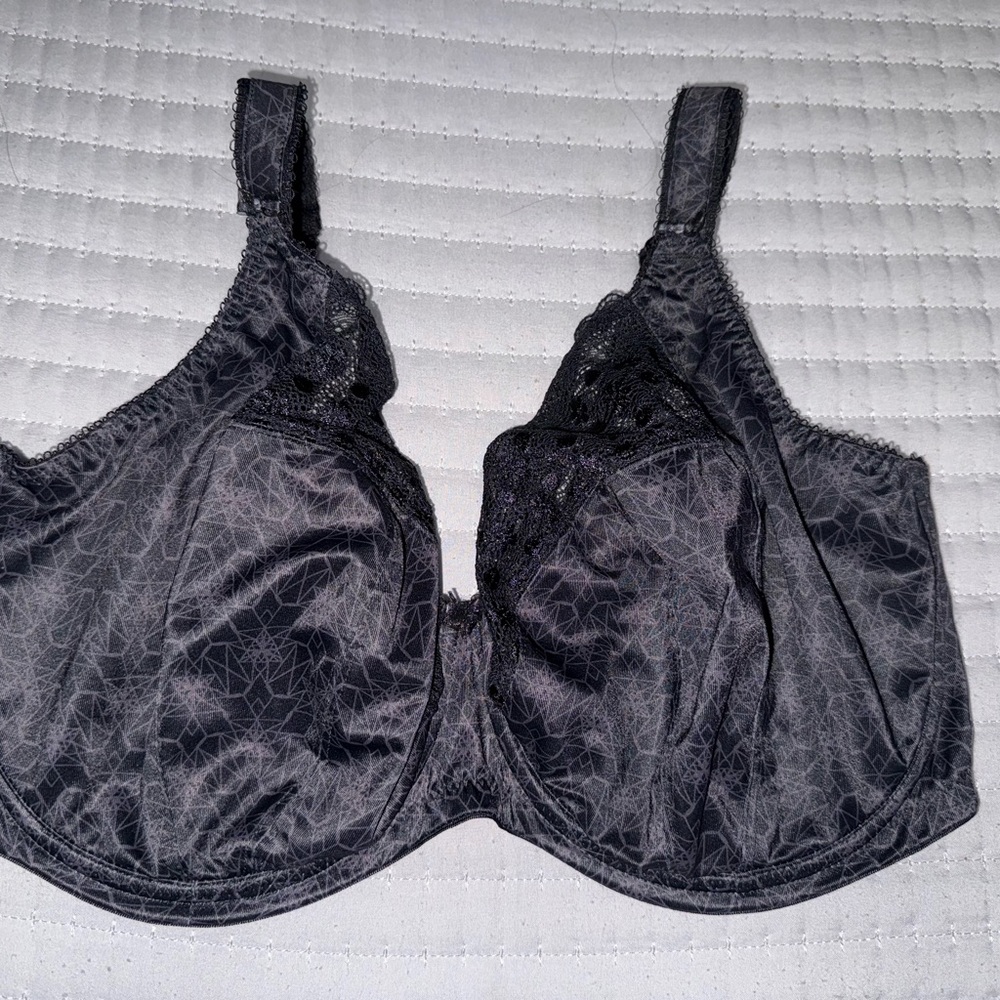 Elomi Black Full-Coverage Lace-Top Underwire Bra